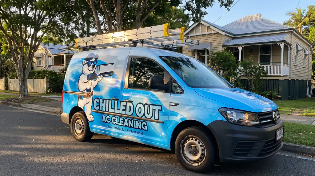 Chilled Out AC Cleaning van — our team comes to your site across Townsville