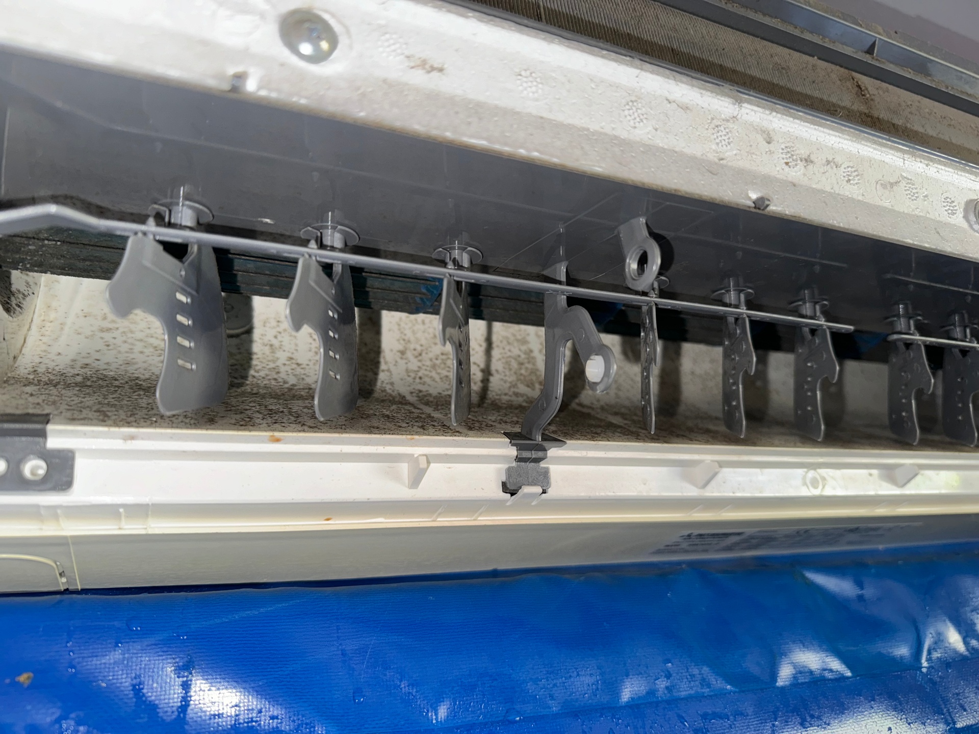 Before aircon cleaning Townsville - Dirty internal components with mould buildup